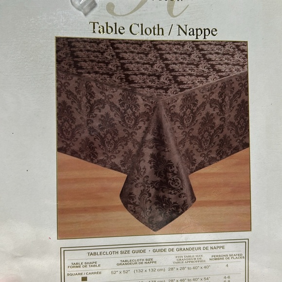 Chocolate brown damask tablecloth 60x84 - Picture 4 of 4